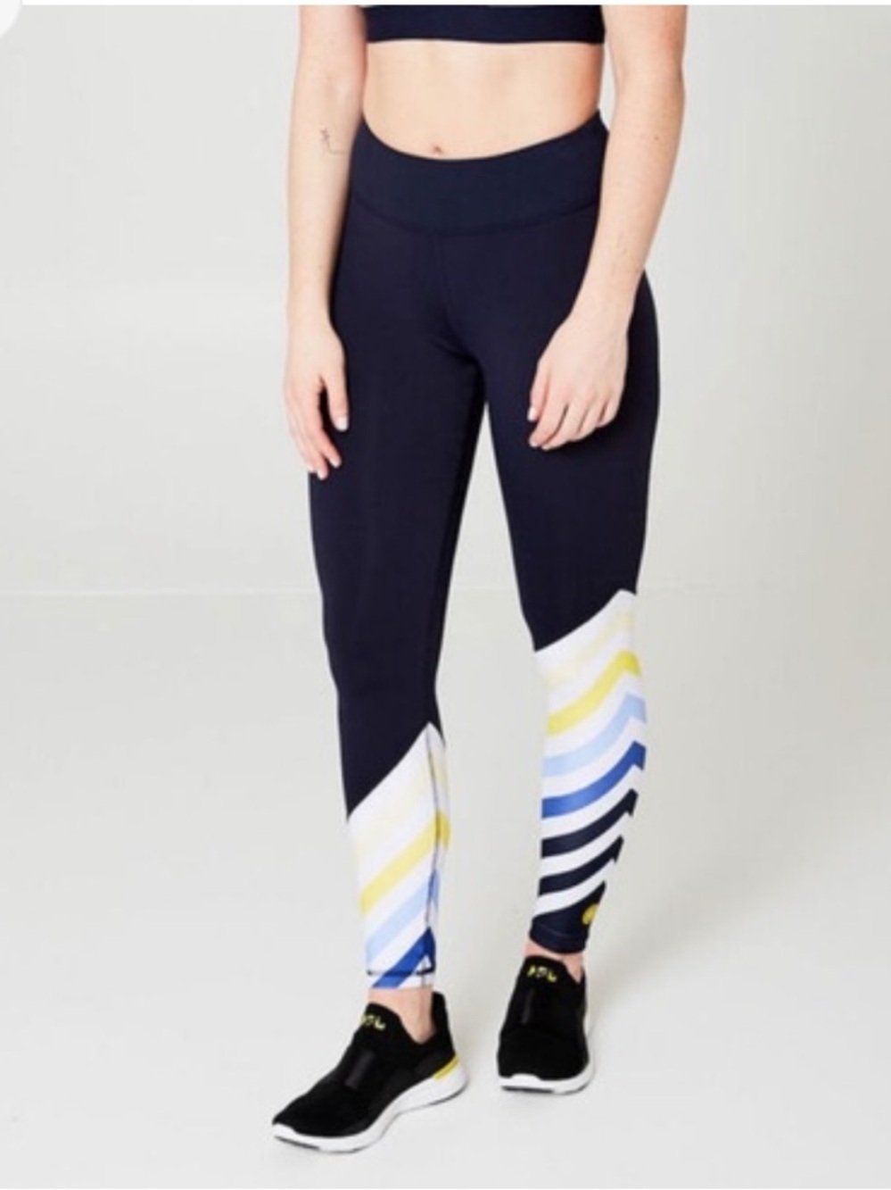 Tory Sport Diagonal Stripe High-Rise Leggings Navy - Size M